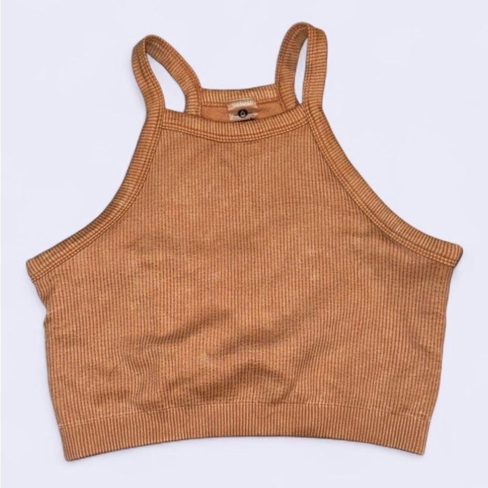 Mono B Tan Ribbed Crop Top